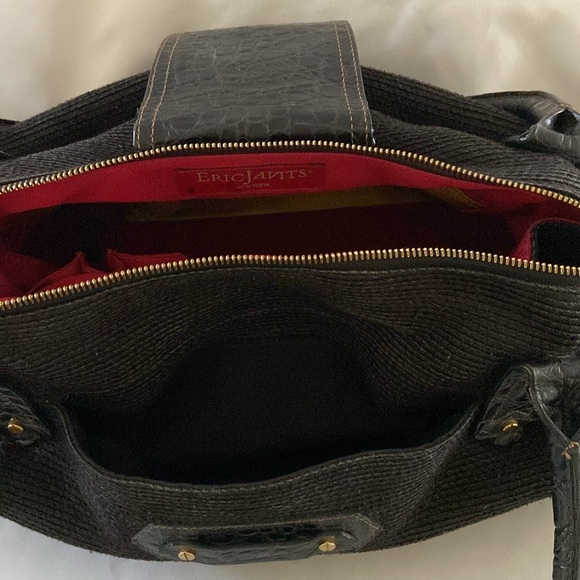 Eric Javits Large Black Shoulder Handbag. - Picture 5 of 6